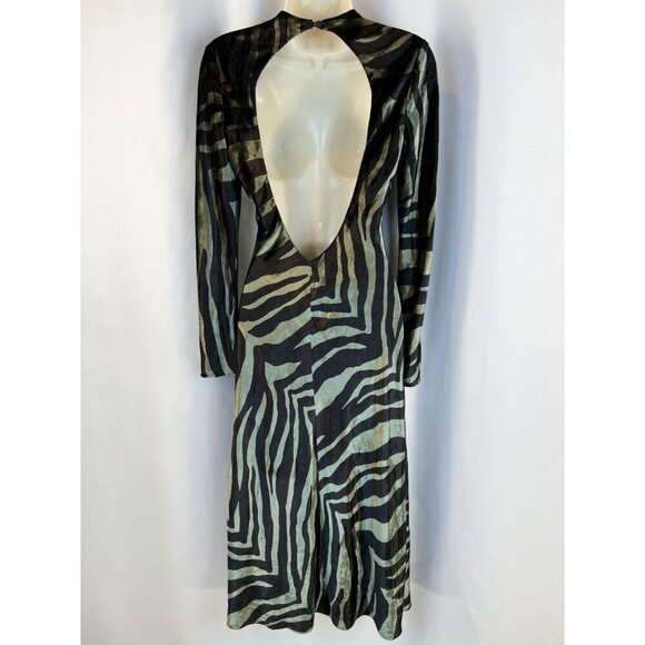 NWT Michelle Mason Velvet Zebra Cutout Backless Midi Dress $780 - Picture 7 of 16